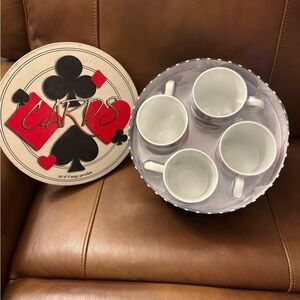 NIB Godinger set of 4 porcelain playing cards suits mugs